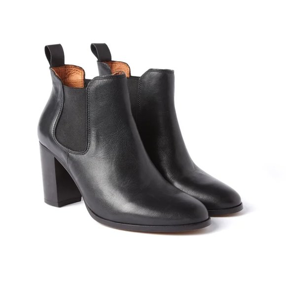 Jack Wills Barcombe leather Chelsea boot stacked heel chunky ankle bootie boots - Picture 1 of 13